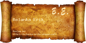 Belanka Erik névjegykártya